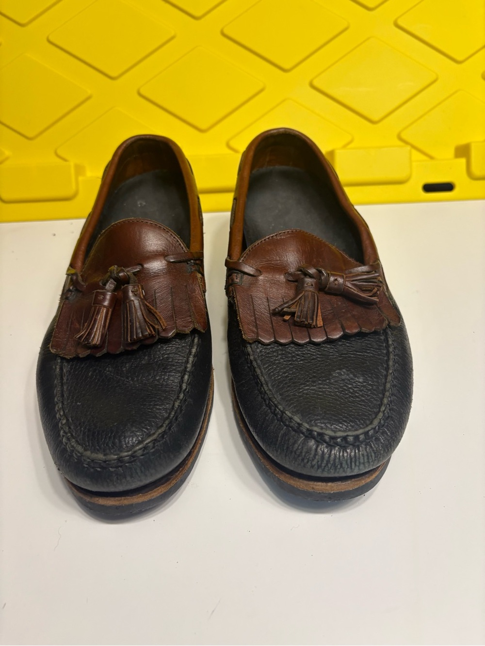 Allen Edmonds Black and Brown Tassel Kiltie Loafers